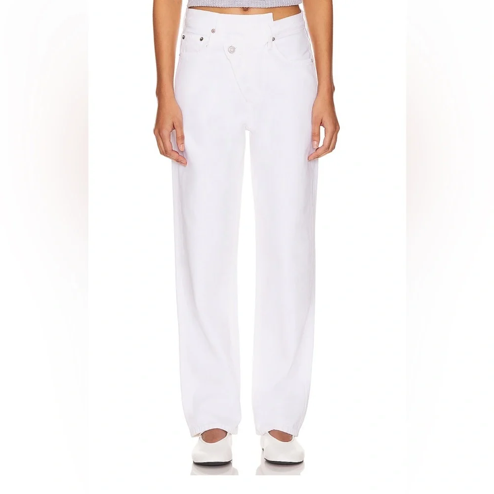 AGOLDE - high rise cross cross white denim jeans (Size 24) - Picture 2 of 6